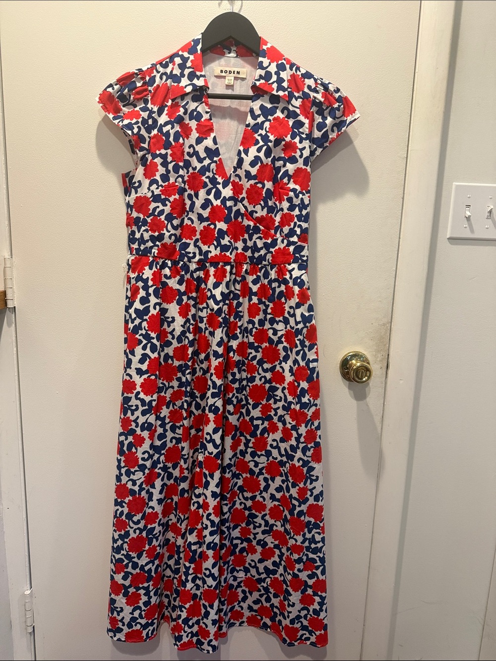 Boden Red & Navy Floral Maxi Dress